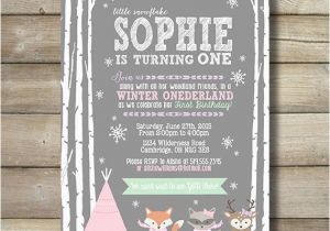 Woodland Onederland Birthday Invitations Winter Onederland Woodland Animal Girl by Simplysweetprintshop