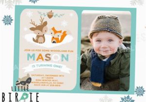 Woodland Onederland Birthday Invitations Winter Woodland Birthday Party Invitation by