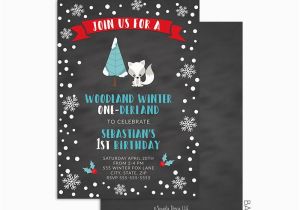 Woodland Onederland Birthday Invitations Winter Woodland One Derland Birthday Invitations