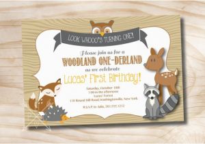 Woodland Onederland Birthday Invitations Woodland One Derland Birthday Party Invitation Digital