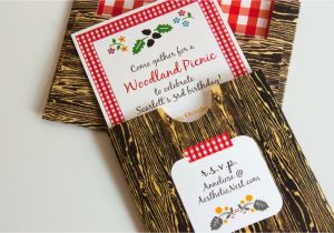 Woodland themed Birthday Invitations Aesthetic Nest Invites Woodland Picnic Birthday Invitation