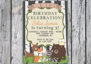 Woodland themed Birthday Invitations Woodland Animals Birthday Invitation Animal themed Birthday