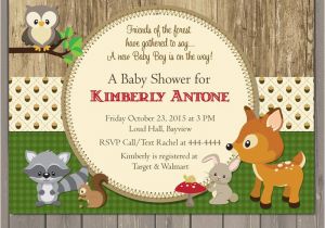 Woodland themed Birthday Invitations Woodland Baby Shower Invitations forest Animals Shower