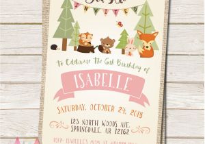 Woodland themed Birthday Invitations Woodland Birthday Invitation Woodland Animal Fox
