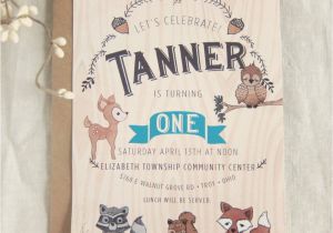 Woodland themed Birthday Invitations Woodland Creatures Invitation First Birthday Woodland