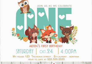 Woodland themed Birthday Invitations Woodland First Birthday Invitation forest Friends