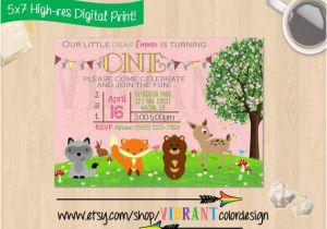 Woodland themed Birthday Invitations Woodland First Birthday Invitation Little Girl Woodland