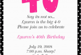 Wording for 40th Birthday Party Invitations 40th Birthday Party Invitation Wording Free Printable