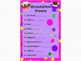 Words for A Birthday Girl Printable Snack themed Word Scramble Game for Kids Great