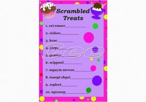 Words for A Birthday Girl Printable Snack themed Word Scramble Game for Kids Great