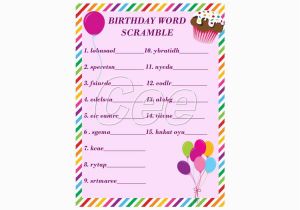 Words for Birthday Girl Birthday Party Game Party Game for Girl Printable Birthday