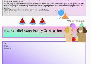 Writing A Birthday Invitation Creative Writing Birthday Party Invite 16 A1 Level