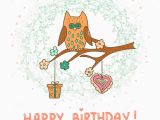 Www.happy Birthday Cards Happy Birthday Card Template Cute Cartoon Owl Stock