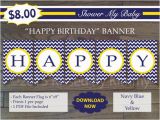 Yellow and White Happy Birthday Banner Items Similar to 75 Off Sale Navy Yellow Happy Birthday