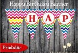 Yellow and White Happy Birthday Banner Rainbow Blue Pink Purple Red Yellow Chevron Happy Birthday