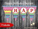 Yellow and White Happy Birthday Banner Rainbow Blue Pink Purple Red Yellow Chevron Happy Birthday