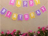 Yellow and White Happy Birthday Banner Yellow Purple Pink Happy Birthday Banner W White Polka