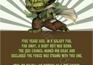 Yoda Birthday Invitations Star Wars Yoda Printable Birthday Party Invitation Diy