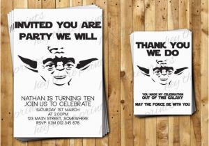 Yoda Birthday Invitations Yoda Birthday Invitations and Thank You Cards by