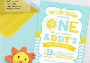 You are My Sunshine 1st Birthday Invitations You are My Sunshine First Birthday Party Invitations Diy