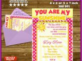 You are My Sunshine Birthday Party Invitations You are My Sunshine Birthday Party Invitation Printable File