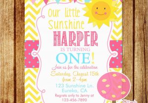 You are My Sunshine Birthday Party Invitations You are My Sunshine Birthday Party Invitation Yellow Chevron