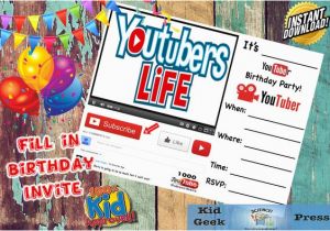 Youtube Birthday Party Invitations Youtube Birthday Party Invitation Cool and Unique Youtuber