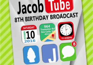 Youtube Birthday Party Invitations Youtube theme Invitation Printable