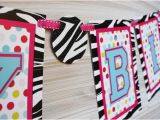 Zebra Print Happy Birthday Banner Groovy Birthday Banner Zebra Print and Hot Pink Party Decor