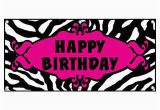 Zebra Print Happy Birthday Banner Happy Birthday Zebra Print Black Hot Pink Party