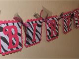 Zebra Print Happy Birthday Banner Hot Pink Zebra Print Happy Birthday Banner