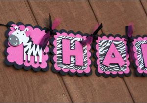 Zebra Print Happy Birthday Banner Items Similar to Fuschia Pink and Zebra Print Deluxe Zebra