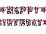 Zebra Print Happy Birthday Banner Pink Zebra Passion Quot Happy Birthday Quot Jointed Banner