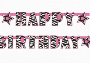 Zebra Print Happy Birthday Banner Pink Zebra Passion Quot Happy Birthday Quot Jointed Banner