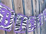 Zebra Print Happy Birthday Banner Purple Zebra Print Happy Birthday Banner by Justbeccuz