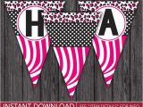 Zebra Print Happy Birthday Banner Zebra Happy Birthday Banner Party Decorations Printable