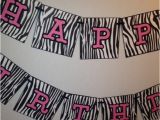 Zebra Print Happy Birthday Banner Zebra Print and Pink Happy Birthday Banner 5 1 4 Por