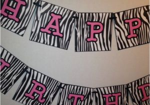 Zebra Print Happy Birthday Banner Zebra Print and Pink Happy Birthday Banner 5 1 4 Por