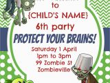 Zombie Birthday Party Invitations Party Invitation Plants Vs Zombies