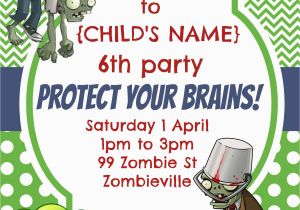 Zombie Birthday Party Invitations Party Invitation Plants Vs Zombies