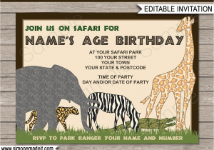 Zoo themed Birthday Party Invitations Safari or Zoo Party Invitations Template Birthday Party