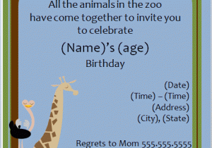 Zoo themed Birthday Party Invitations Zoo Animal Birthday Party Invitation Template Http Www