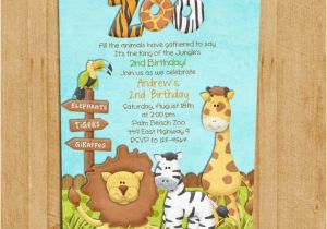 Zoo themed Birthday Party Invitations Zoo Birthday Invitation Jungle Animals Custom and